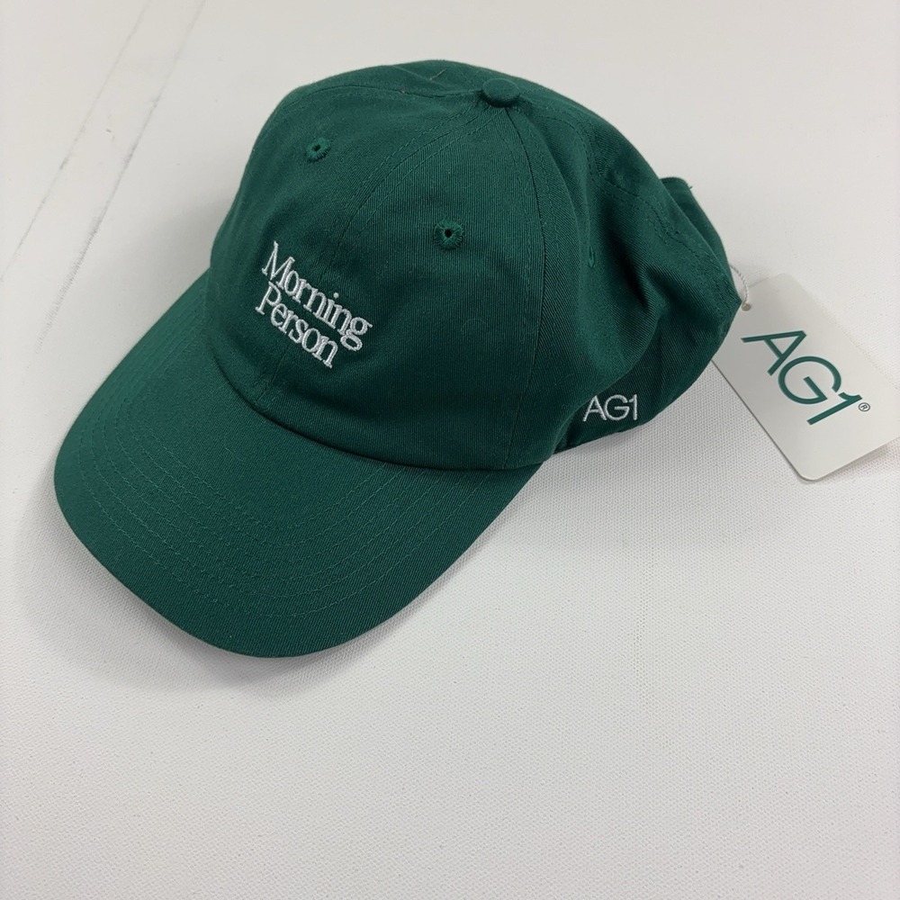 AG1 Morning Person Hat Cap Strap Back Mens One Size Green Baseball Embroidered